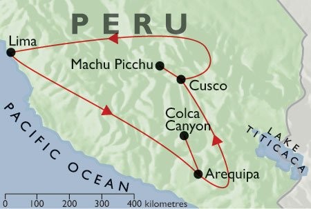 Incas & Conquistadors + Condors & Convents + Inca Trail map