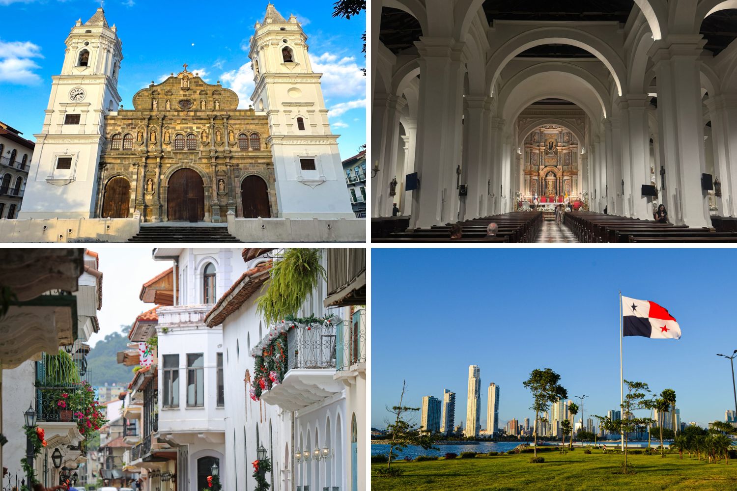 A collage of landmarks in Panama City.