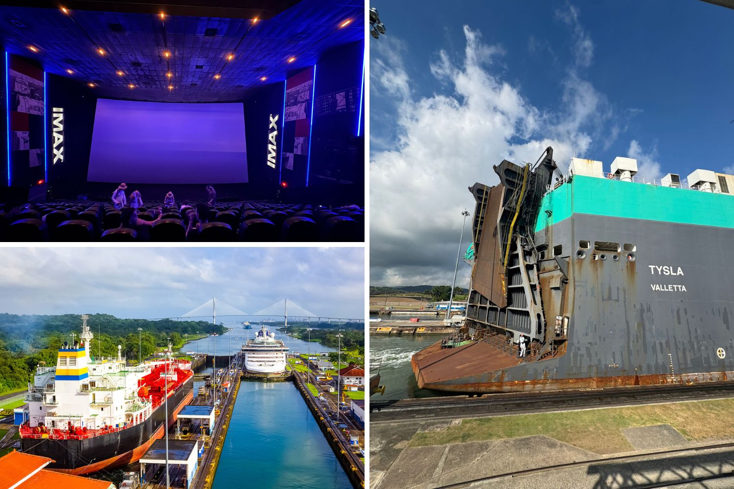 A collage of areas in and around the Panama Canal.