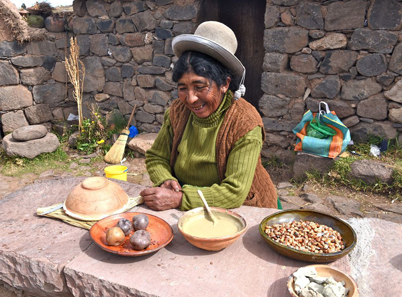 Happy woman Peru Llama Travel