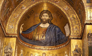Mosaic Christ Pantocrator, Monreale Cathedral, Monreale, Sicily