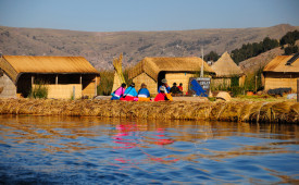 Floating reed islands, Lake Titicaca, Peru