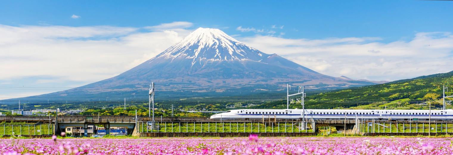 Bullet Train in front of Mt Fuji