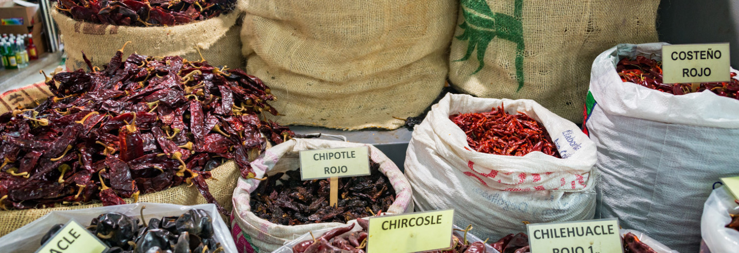 Chili peppers in Oaxaca market, Oaxaca