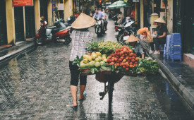 Woman carrying fruit, Hanoi