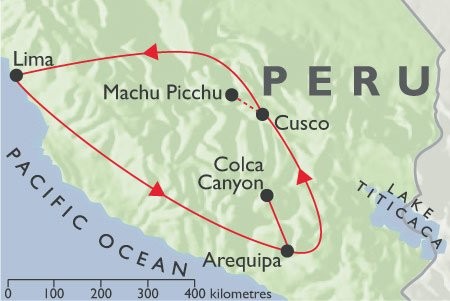 Incas & Conquistadors + Condors & Convents map