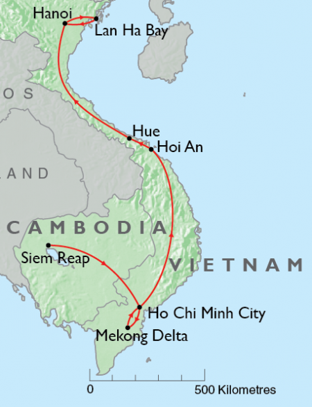 Vietnam, Angkor Wat, Mekong Delta, Map