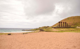 Beach near Hanga Roa, Easter Island, Chile