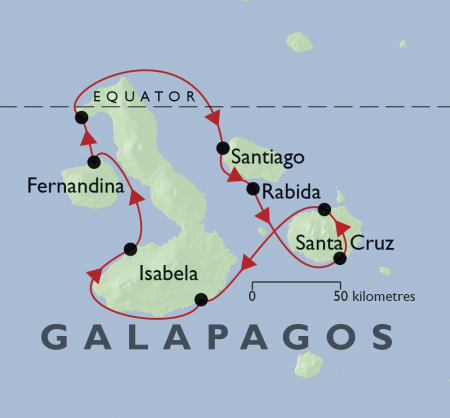 Galapagos, Solaris, 7 day, map