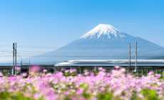 Bullet Train in front of Mt Fuji