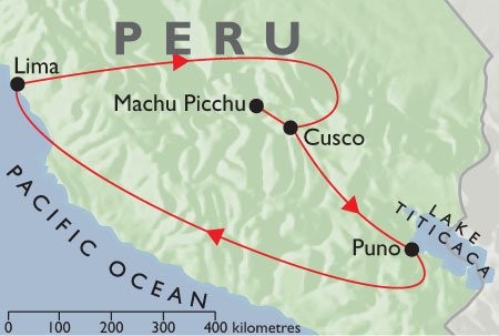 Incas & Conquistadors + Inca Trail + Lake Titicaca map