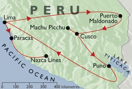 Incas & Conquistadors + THe Jungle +Inca Trail + Lake Titicaca + Pacific Coast map 