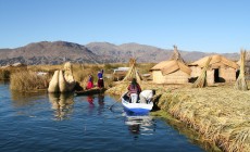 Floating reed islands, Lake Titicaca, Peru