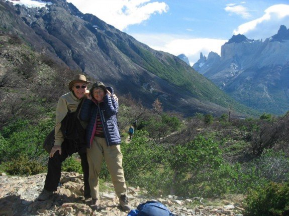 Happy travellers in Torres del Paine, Chile